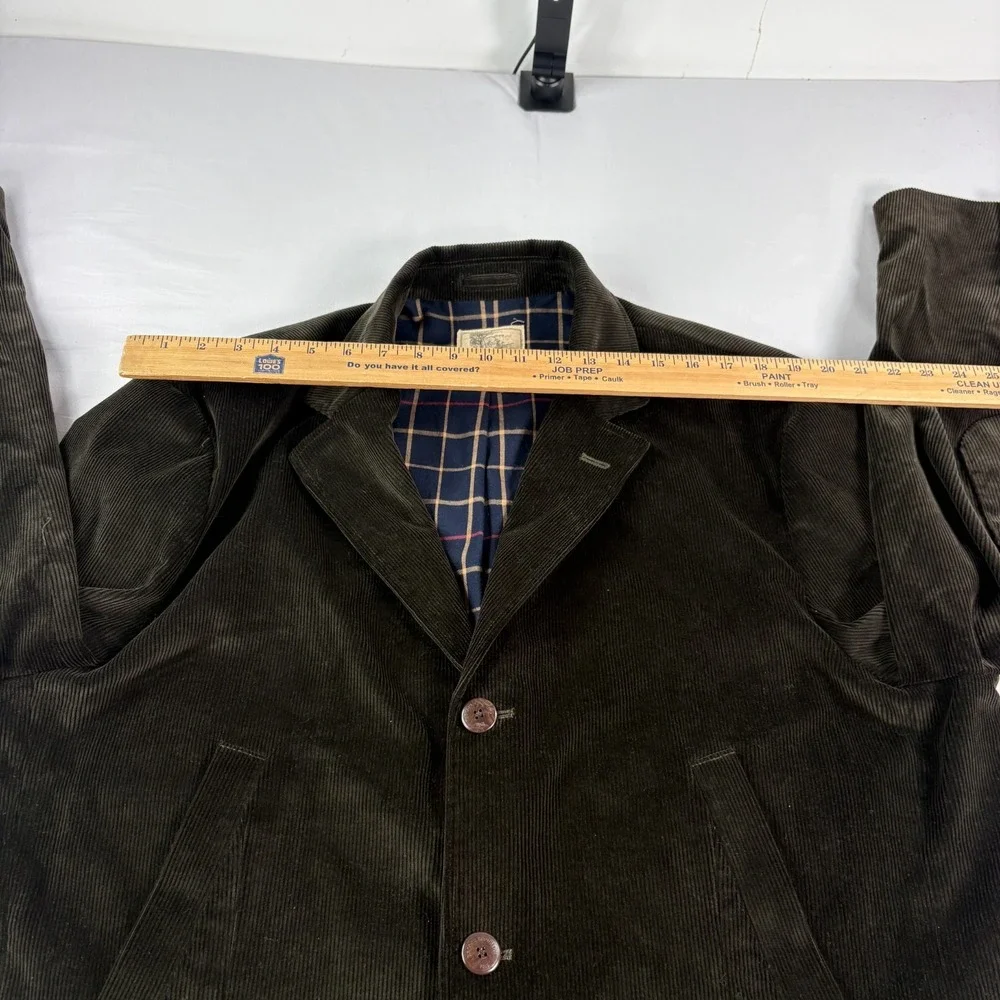 Brooks Brothers Corduroy Blazer Mens XL Green Jacket Plaid Lined Elbow Patch